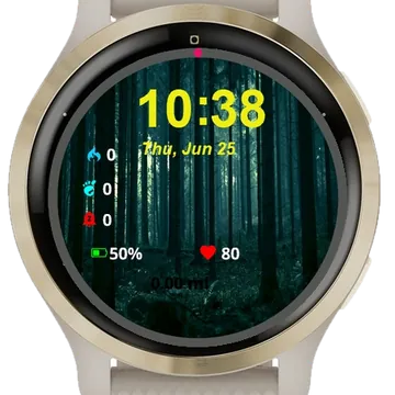 Dark Forest Lots Trees Leaves Garmin watch face preview