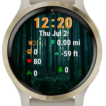 Dark Forest Lots Trees Leaves Garmin watch face preview