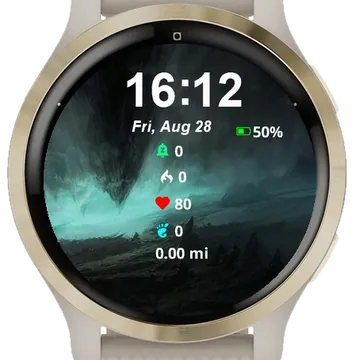 Dark Green Black Picture Alien Garmin watch face preview