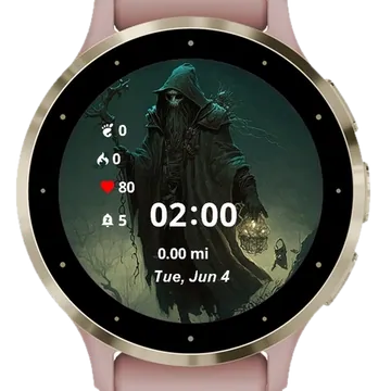 Dark man lantern tree with man background Garmin watch face preview