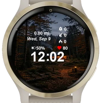 Dark Night Scene Light Shining Garmin watch face preview