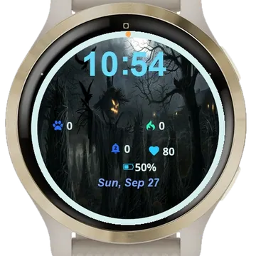 Dark Night Scene Scary Trees Garmin watch face preview
