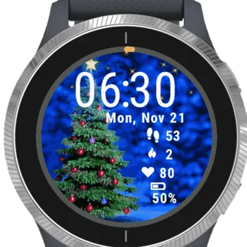 Decorations Background With Xmas Tree Garmin watch face preview