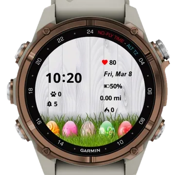 Decorative Easter eggs in grass Garmin watch face preview