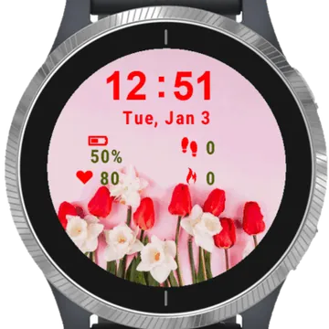 Decorative Tulip Flowers Garmin watch face preview