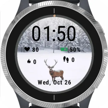 Deer In The Snow Garmin watch face preview