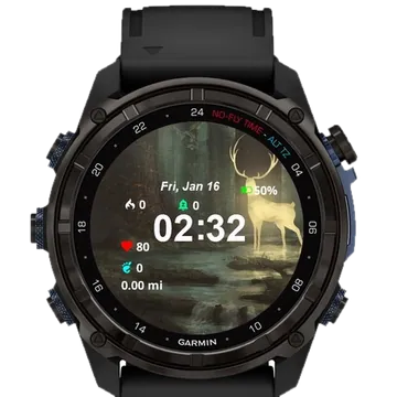 Deer in Wood Garmin watch face preview