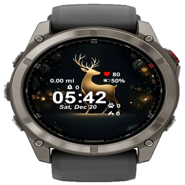 Deer Night Christmas Lights Garmin watch face preview