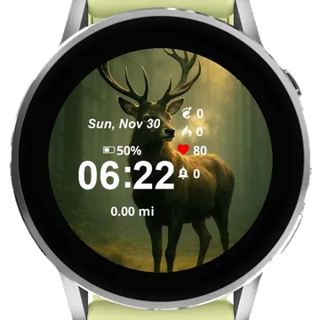 Deer Standing Middle Forest Garmin watch face preview