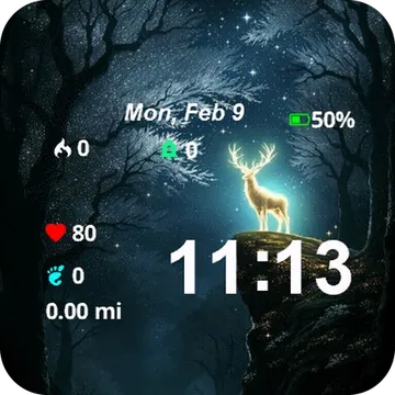Deer Standing Middle Forest Garmin watch face preview