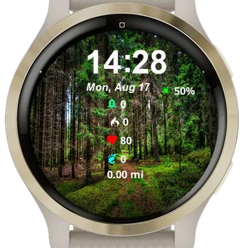 Dirt Path Middle Green Forest Garmin watch face preview