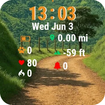 Dirt Road Waterfall Garmin watch face preview