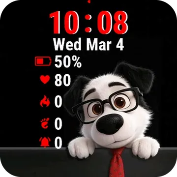 Dog Glasses Tie Garmin watch face preview