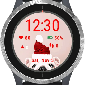 Dog Santa Claus Garmin watch face preview