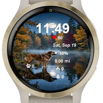 Dog Standing Edge Lake Garmin watch face preview