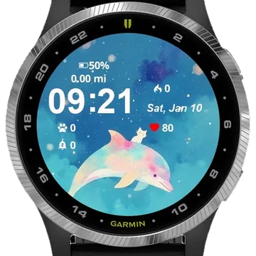 Dolphin Floating Sky Star Above Garmin watch face preview