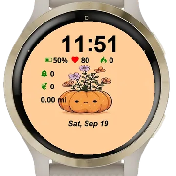 Drawing Pumpkin Flowers Garmin watch face preview