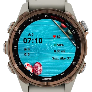Easter Blue Wooden Garmin watch face preview