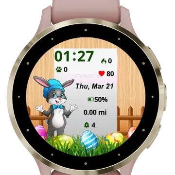 Easter bunnies background Garmin watch face preview