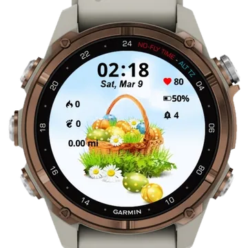Easter eggs basket Garmin watch face preview