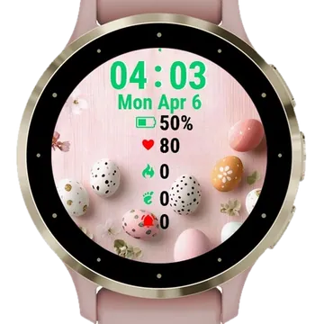Easter Eggs Branches Pink Garmin watch face preview