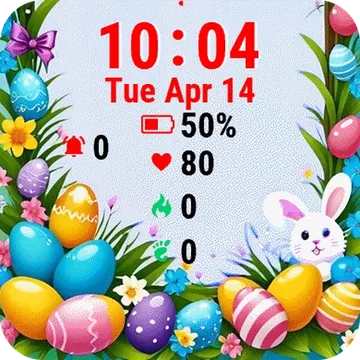 Easter Eggs Flowers Garmin watch face preview