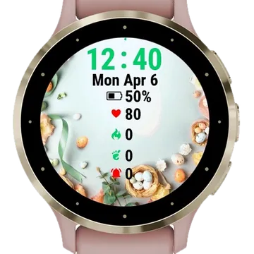 Easter Eggs Flowers Garmin watch face preview
