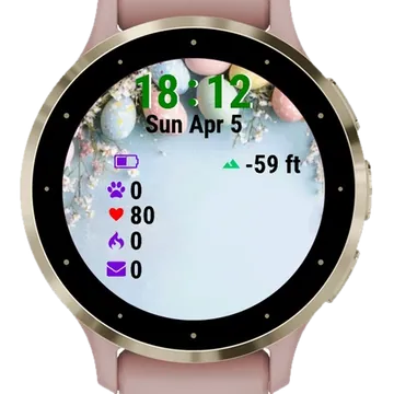 Easter Eggs Flowers Blue Garmin watch face preview