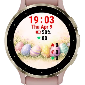 Easter Eggs Flowers Vintage Garmin watch face preview