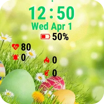 Easter Eggs Grass Garmin watch face preview
