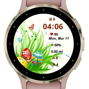 Easter eggs grass Garmin watch face preview