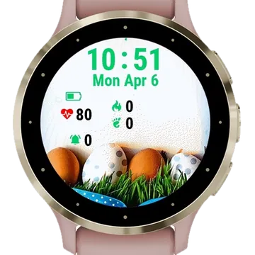 Easter Eggs Grass Blue Garmin watch face preview