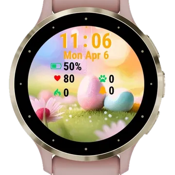 Easter Eggs Grass Flowers Garmin watch face preview