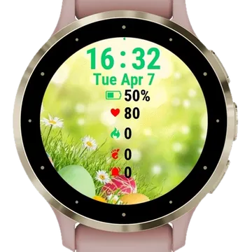 Easter Eggs Grass Garmin watch face preview
