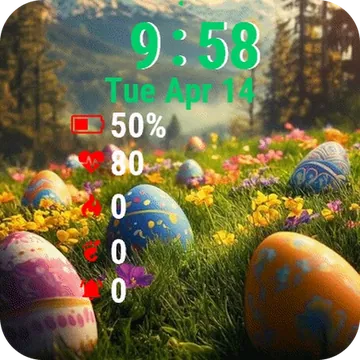 Easter Eggs Mountains Garmin watch face preview
