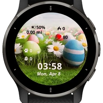 Easter Eggs Spring Flowers Garmin watch face preview