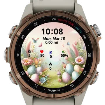 Easter Flowers Eggs Garmin watch face preview