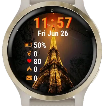 Eiff Tower Night Landscape Garmin watch face preview