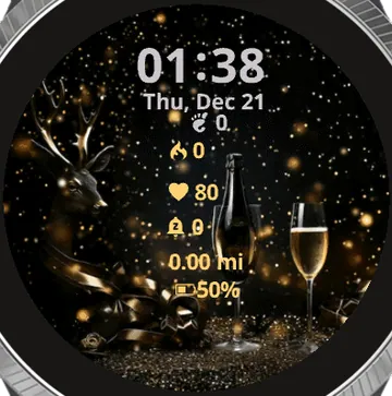 Elegant Silver Reindee Garmin watch face preview