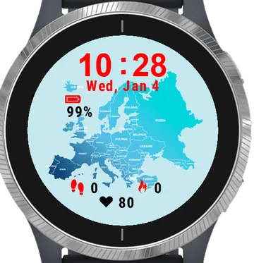 Europe Map Garmin watch face preview