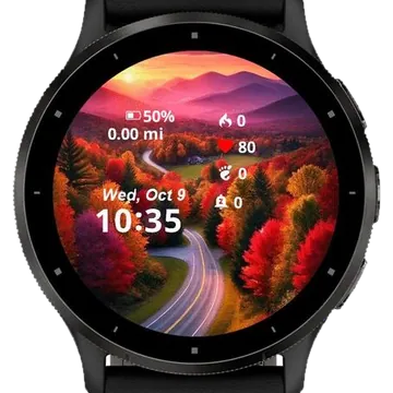 Fall Foliage in the Vermont Mountains Garmin watch face preview