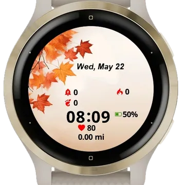 Fall leaves background Garmin watch face preview