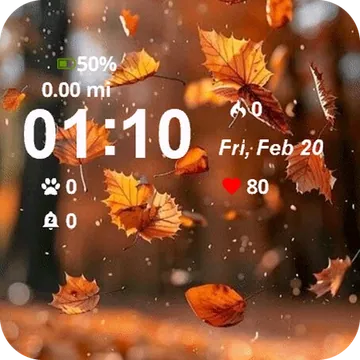 Fall Leaves Falling From Trees Garmin watch face preview