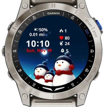 Family Snowman Garmin watch face preview