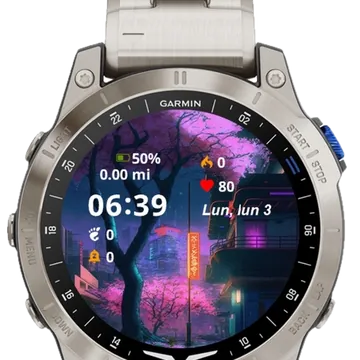 Fantasy Night City Japanese Garmin watch face preview