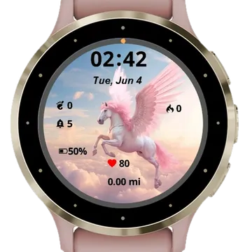 Fantasy Style Clouds With Unicorn Garmin watch face preview