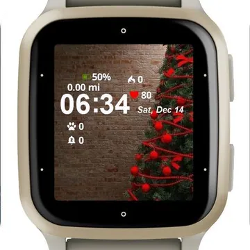 Festive Tree Against Brick Wall Garmin watch face preview