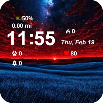 Field Grass Under Red Sky Garmin watch face preview