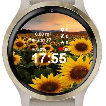 Field Sunflowers Sunset Garmin watch face preview