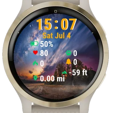 Field Trees Milky Garmin watch face preview